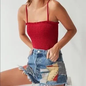 Body Sparkle Rouge Urban Outfitters - Femme Taille M, Manches Courtes, Décolleté En V